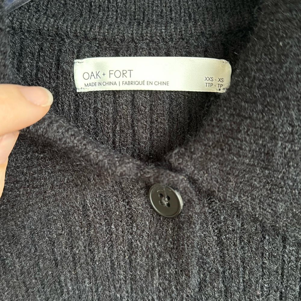 OAK + FORT Beige Ribbed Button-Up Cardigan - Picture 11 of 12
